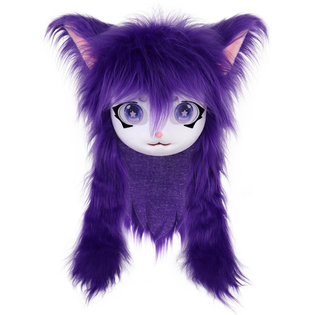 Cute Animal Cat Head Mask Soft Plush Fursuit for Halloween Cosplay Masquerade