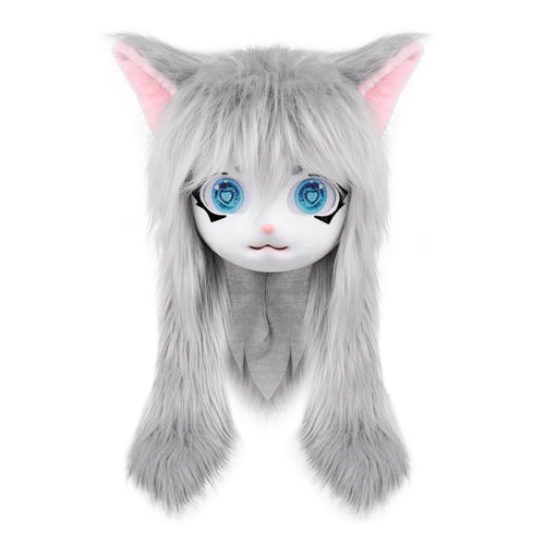 Cute Animal Cat Head Mask Soft Plush Fursuit for Halloween Cosplay Masquerade